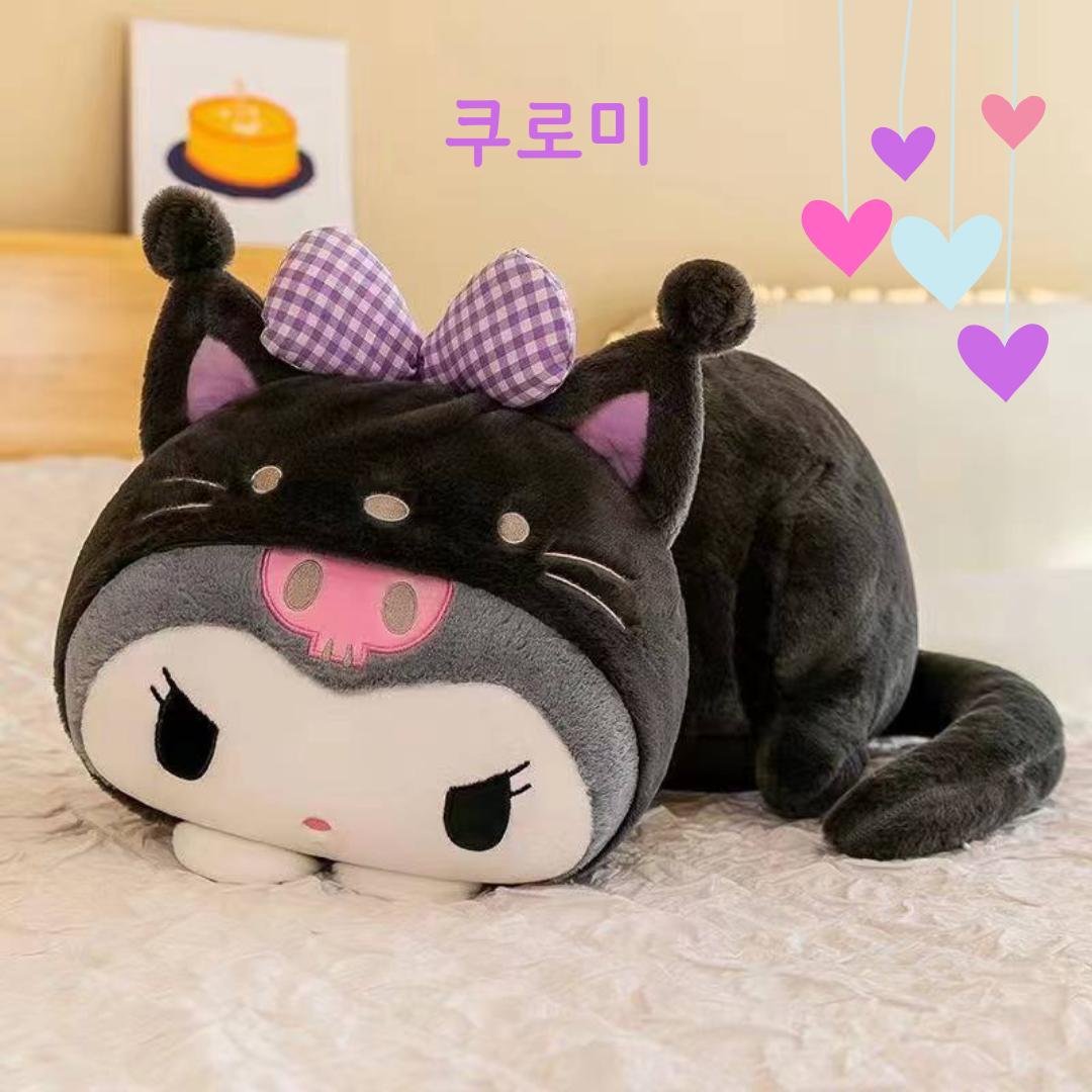 산리오 쿠로미 시나모롤 마이멜로디 고양이 대형인형 안고자는 베개 귀여운 인형 쿠션 동물 바디필로우, 블랙(쿠로미) 49,900원