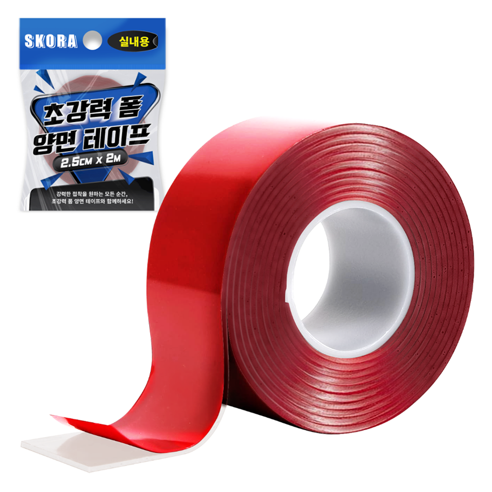 스코라 초강력 폼 양면 테이프 실내용 투명 2.5cm x 2m, 1개 5,400원