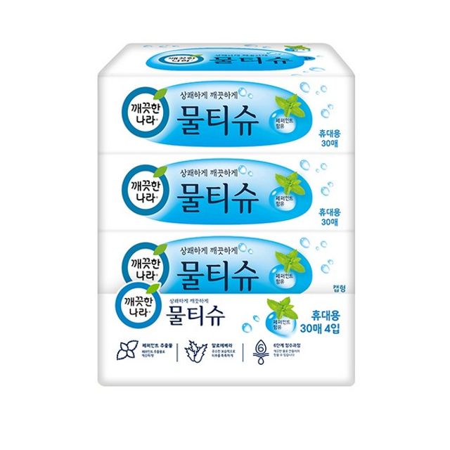 깨끗한나라 물티슈 휴대 30매 4입 eso*11231wS, 4개, 1개입, 단일상품 5,040원