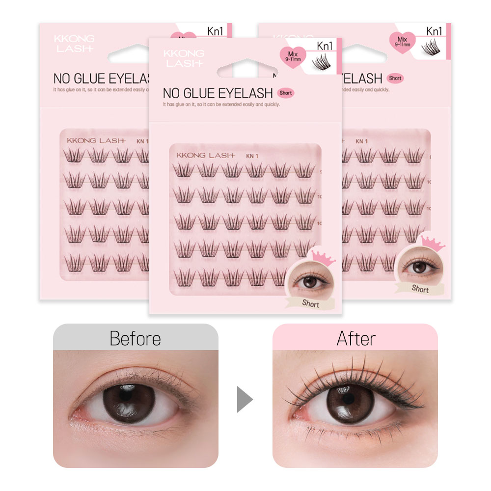 꽁래쉬 노글루 속눈썹 kn1(플로이) 아이돌 가닥 속눈썹, 3개, 숏 9~11mm 29,700원