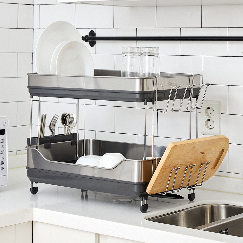 [모던하우스] 프리미엄 스텐 2단 식기건조대 와이드형 그레이 79,920원