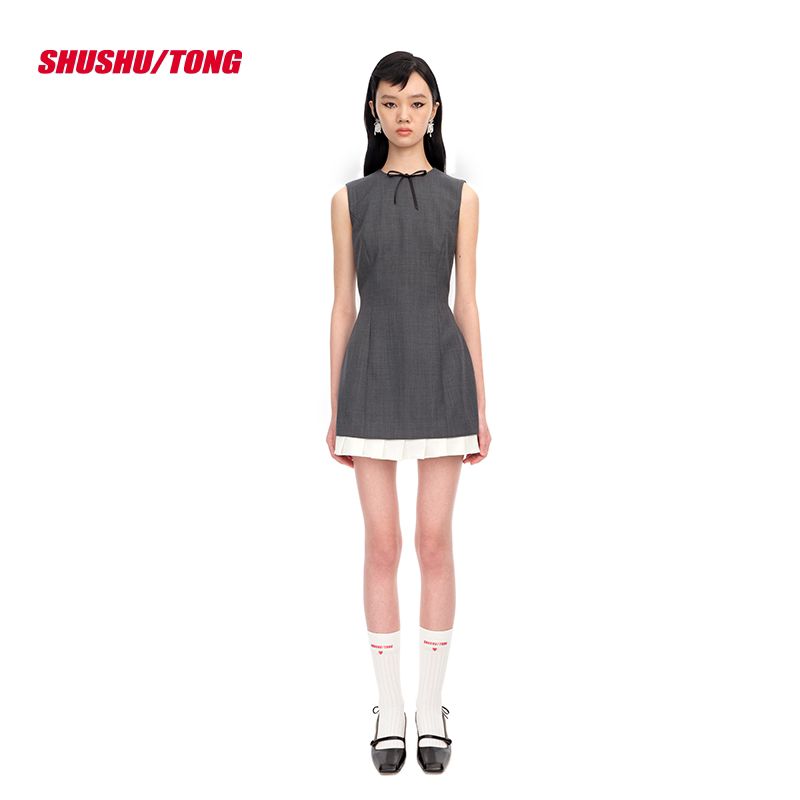 슈슈통 여성용 세련되고 우아하며 섬세한 러플 장식 민소매 슬림핏 A라인 드레스 897,400원