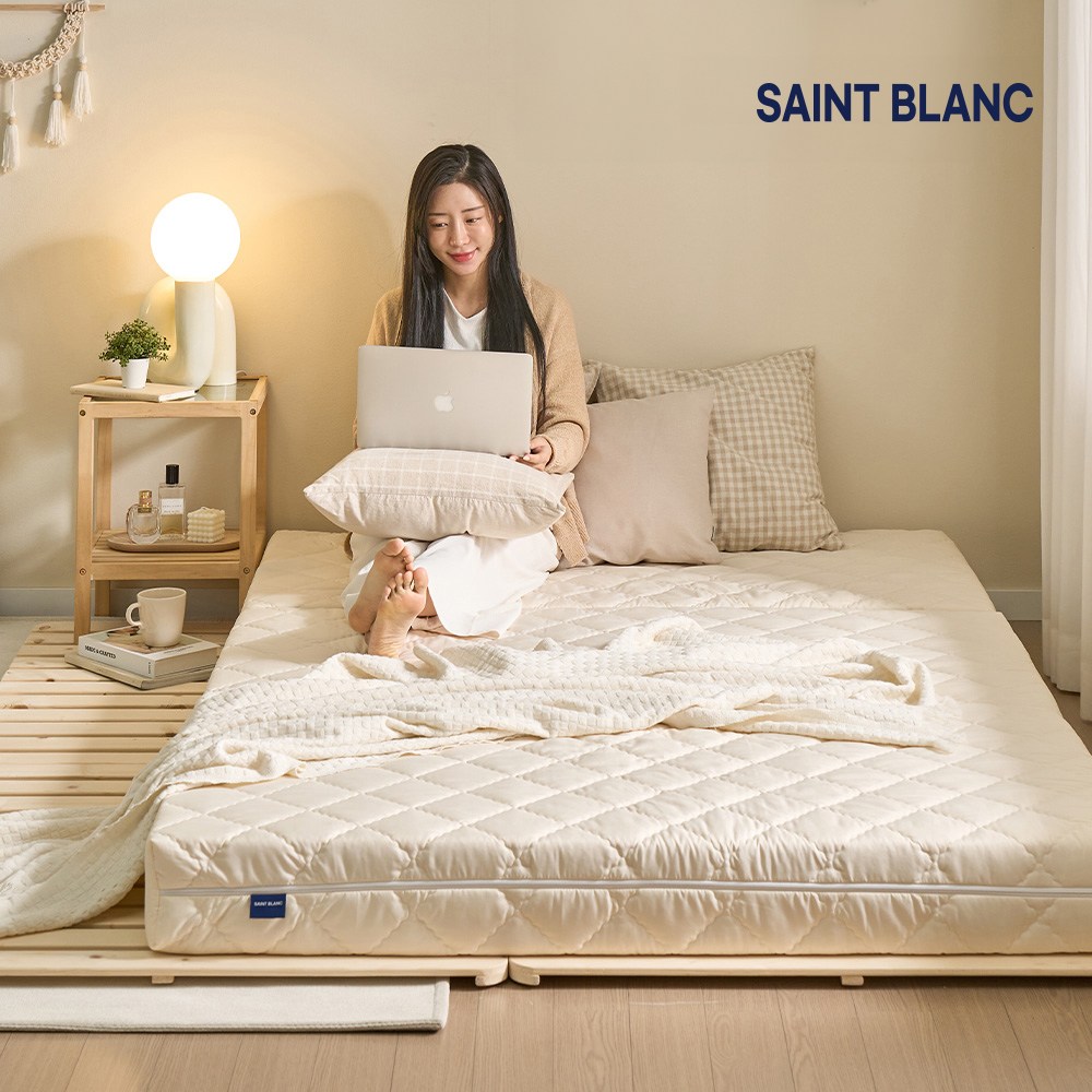 허리통증에 좋은 서광퍼니처x세인트블랑 AIR라텍스 3단 접이식 바닥 단단한 1인용  매트리스 토퍼+방수커버+보관가방(리뷰이벤트) 232,000원