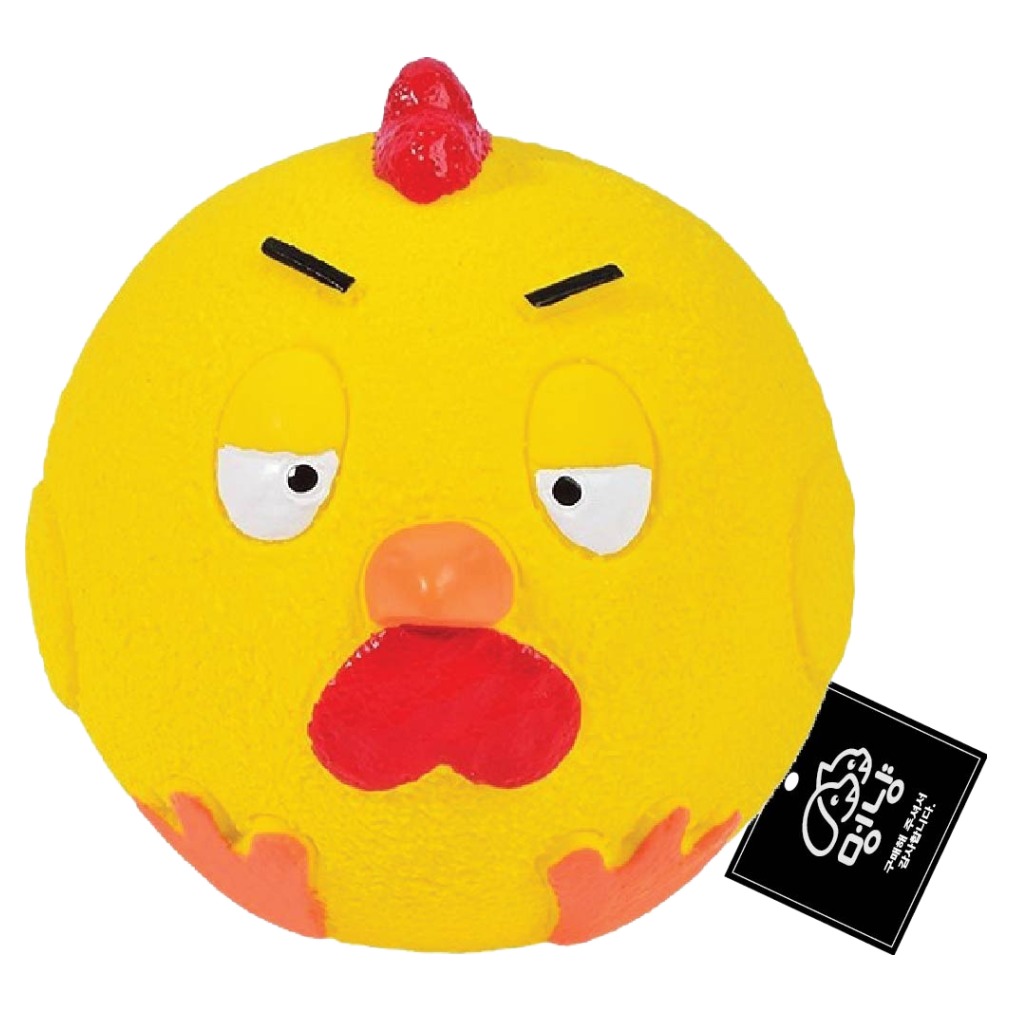 멍냥 강아지 말랑말랑 동글이 캐릭터 라텍스 사운드볼 삑삑이 장난감 닭, 옐로우, 1개 7,900원