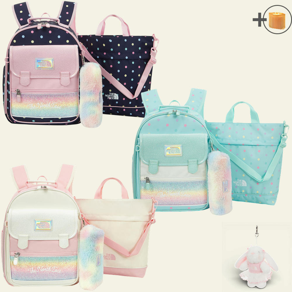 [26년신상] 노스페이스 책 가방 세트 백팩 걸즈 캔디 도트 스쿨 팩 경량 키링 키즈 초등 여아 +PXV다용도Bag 228,000원
