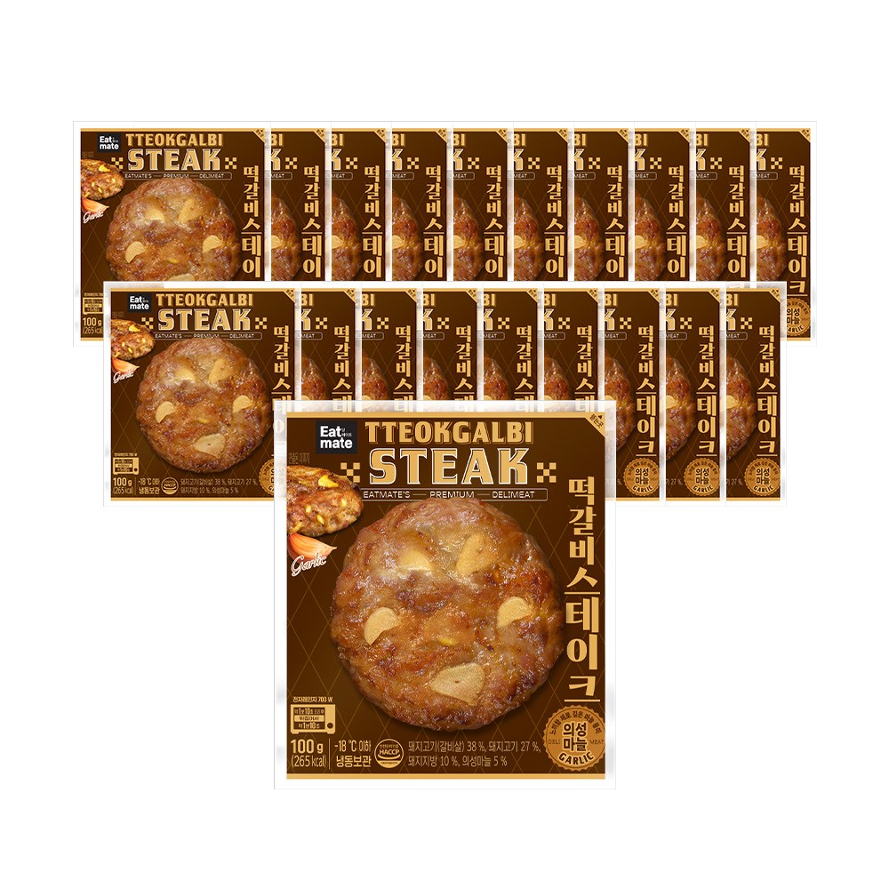 [랭킹닭컴] 잇메이트 떡갈비 스테이크 의성마늘맛, 20개, 100g 39,800원