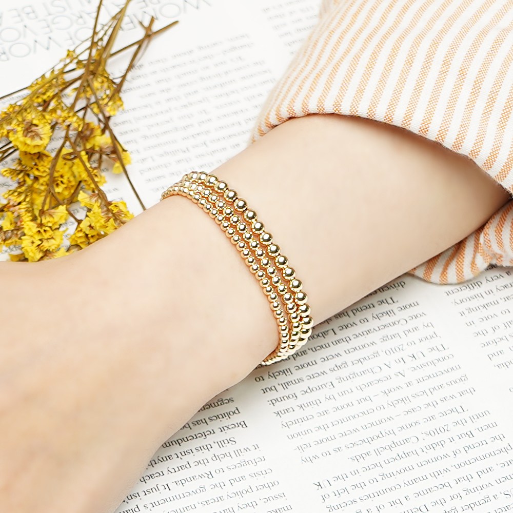 14K Gold-Filled 금볼 팔찌 핸드메이드 심플 레이어드 골드볼 팔찌 49,700원