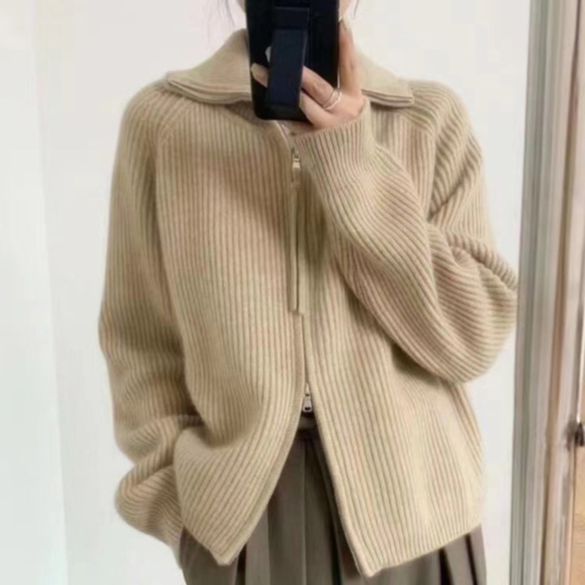 에스라이프 여성용 두툼한 하이넥 투웨이집업 니트가디건 19,800원