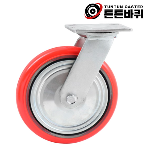 중량 20cm(8인치) 380kg 우레탄 바퀴 회전 산업용 캐스터 바퀴폭 48mm 중하중 12,900원