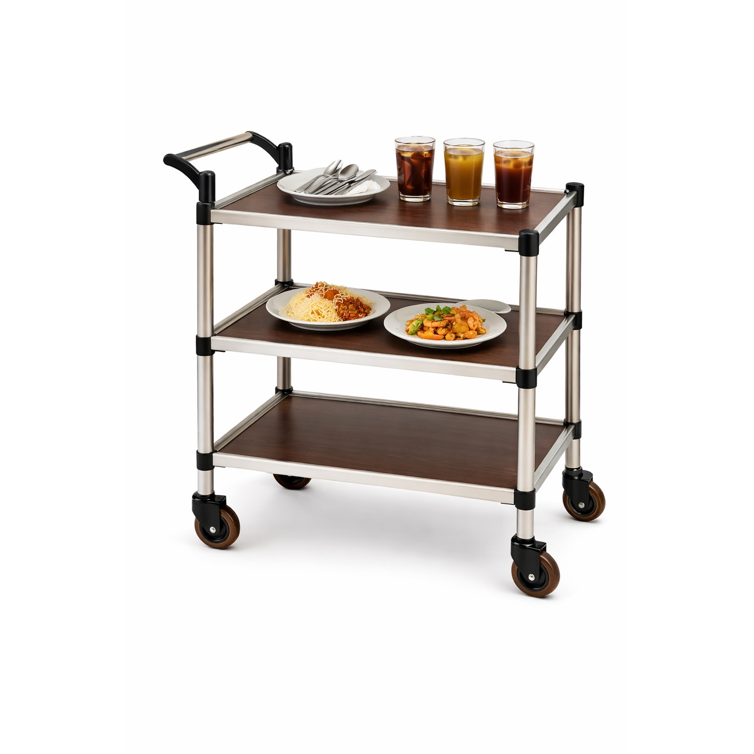 고급형 우드 3단 식당 병원 요양원 호텔 객실 레스토랑 서빙 카트 트레이 트롤리 웨건 왜건, 1개 180,500원