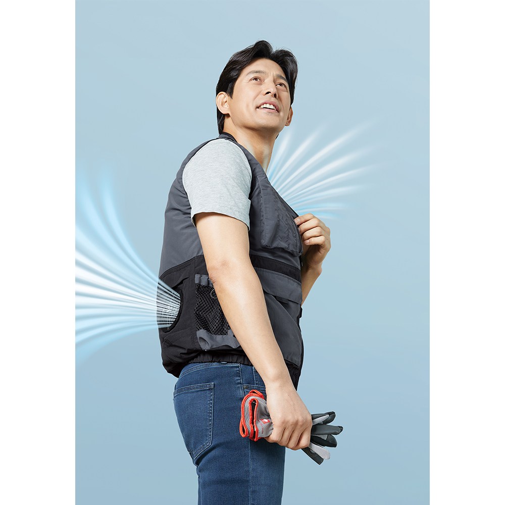 ZB-V2422 지벤 여름 현장 작업용 아이스 에어쿨링 선풍기 베스트 조끼, 풀세트(조끼+선풍기팬+배터리), 1세트 103,400원