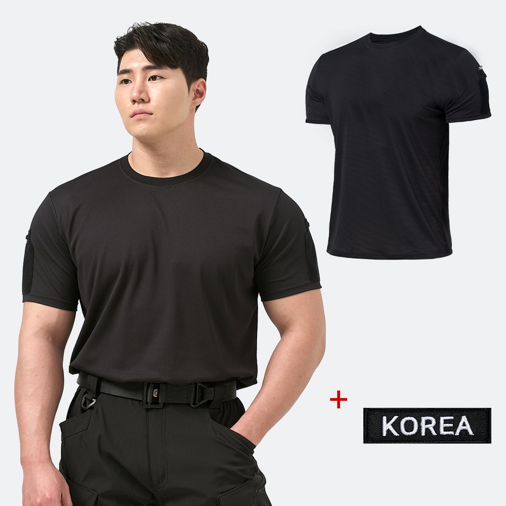 아머 전술 반팔 라운드 티셔츠 + 코리아 패치 - 밀리터리 군용 경호 가드 보안 스태프 안전 코리아 택티컬 34,900원