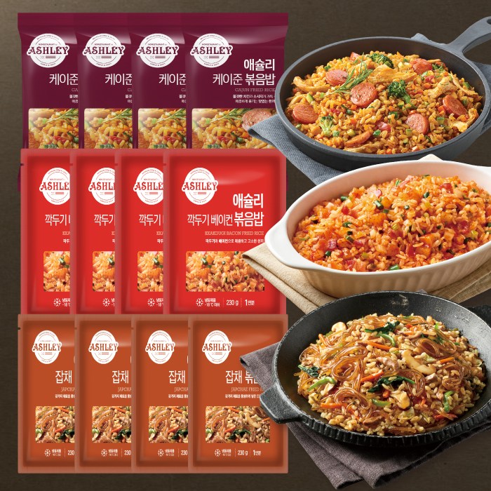 애슐리 볶음밥 12인분 (케이준4+베이컨깍두기4+잡채4), 230g, 1개 38,700원