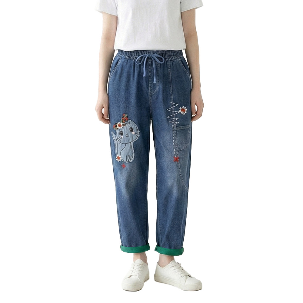 여성 배기 청바지 밴딩 9부 26,800원