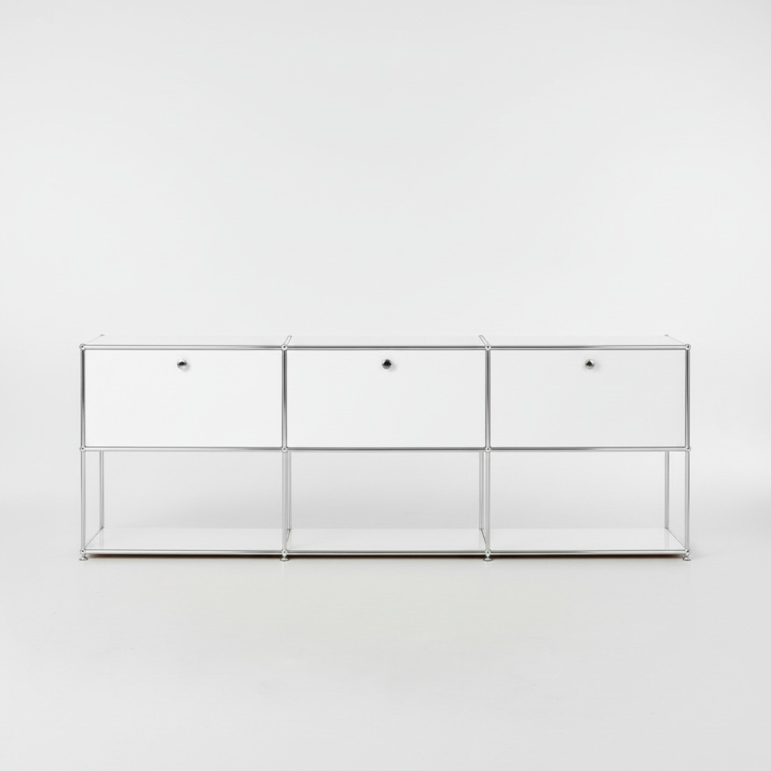 미드퍼 리버스 트리플  철제 미드센츄리 모듈 오픈 수납장 2250x400x790, 2단, 화이트 949,000원