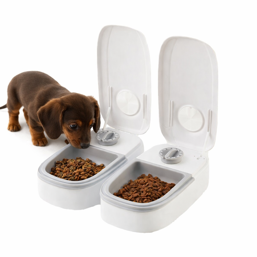 아이레노 반려펫용 자동급식기 프리미엄 다이닝 반려견 반려묘 타이머 설정 정량 배식 자동 밥그릇, 1개, 그레이2구, 350ml 28,900원