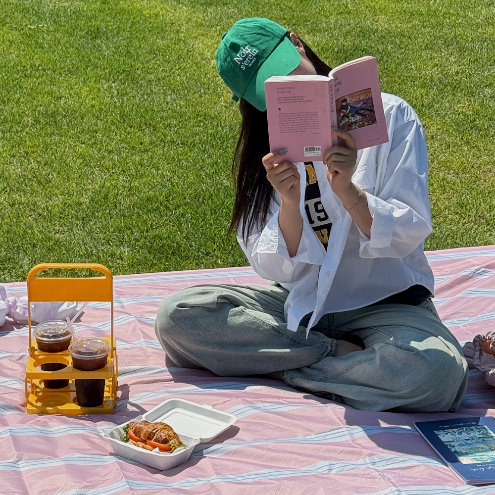 솜솜라이크 여행용 경량 피크닉매트 미니 방수 돗자리, 스트라이프 핑크 24,640원