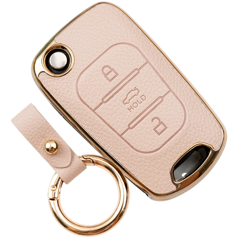 바이어블 현대 기아 호환 YF 소나타 아반떼 MD 투싼 싼타페 CM 3버튼 TPU 가죽 키케이스 키홀더 키링, 3버튼(TL10), 아이보리골드 17,900원