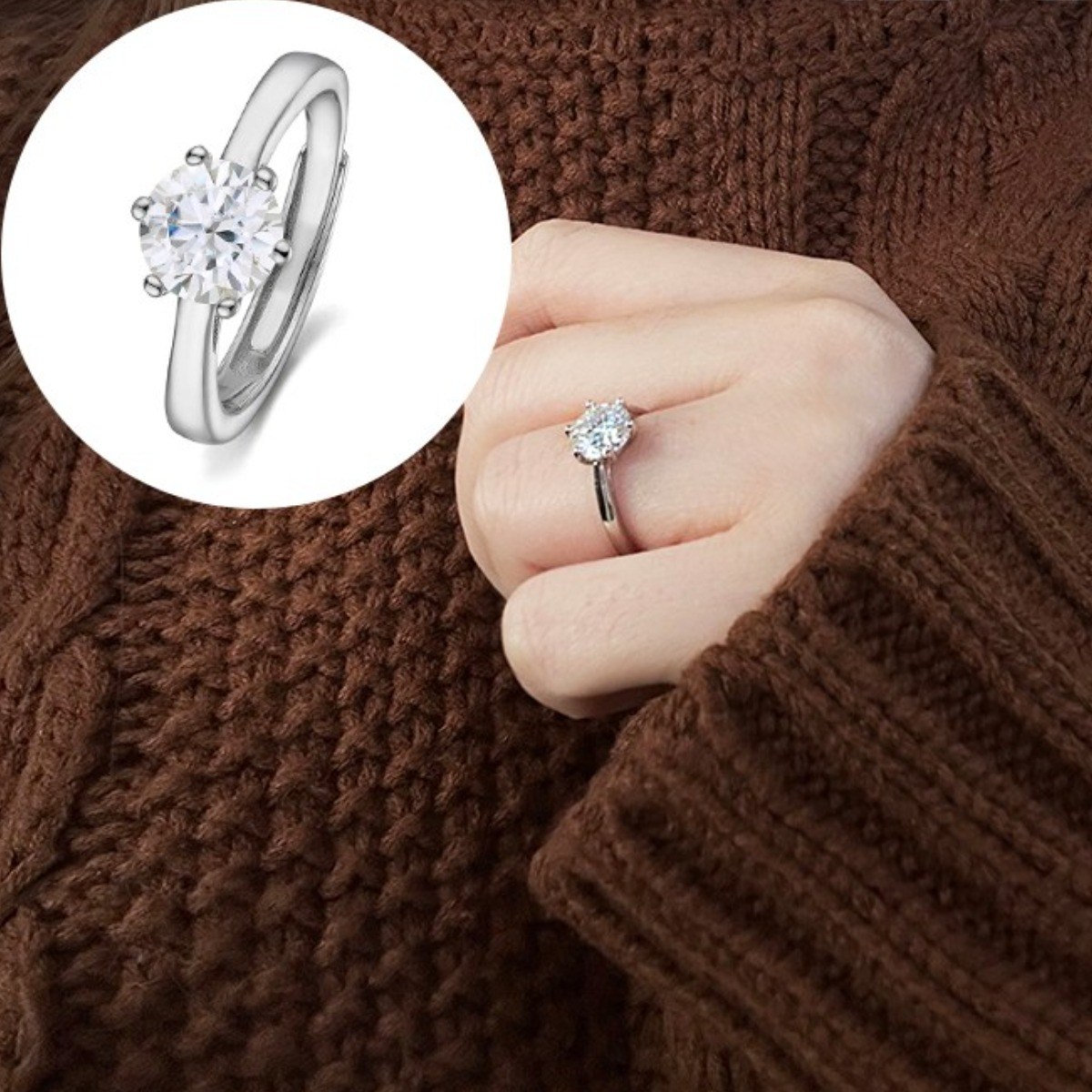 [아델라주얼리]2캐럿 모이사나이트 트리플엑설런트컷 정품 GRA 보증서 제공 실버925 셀리나 반지 75,660원