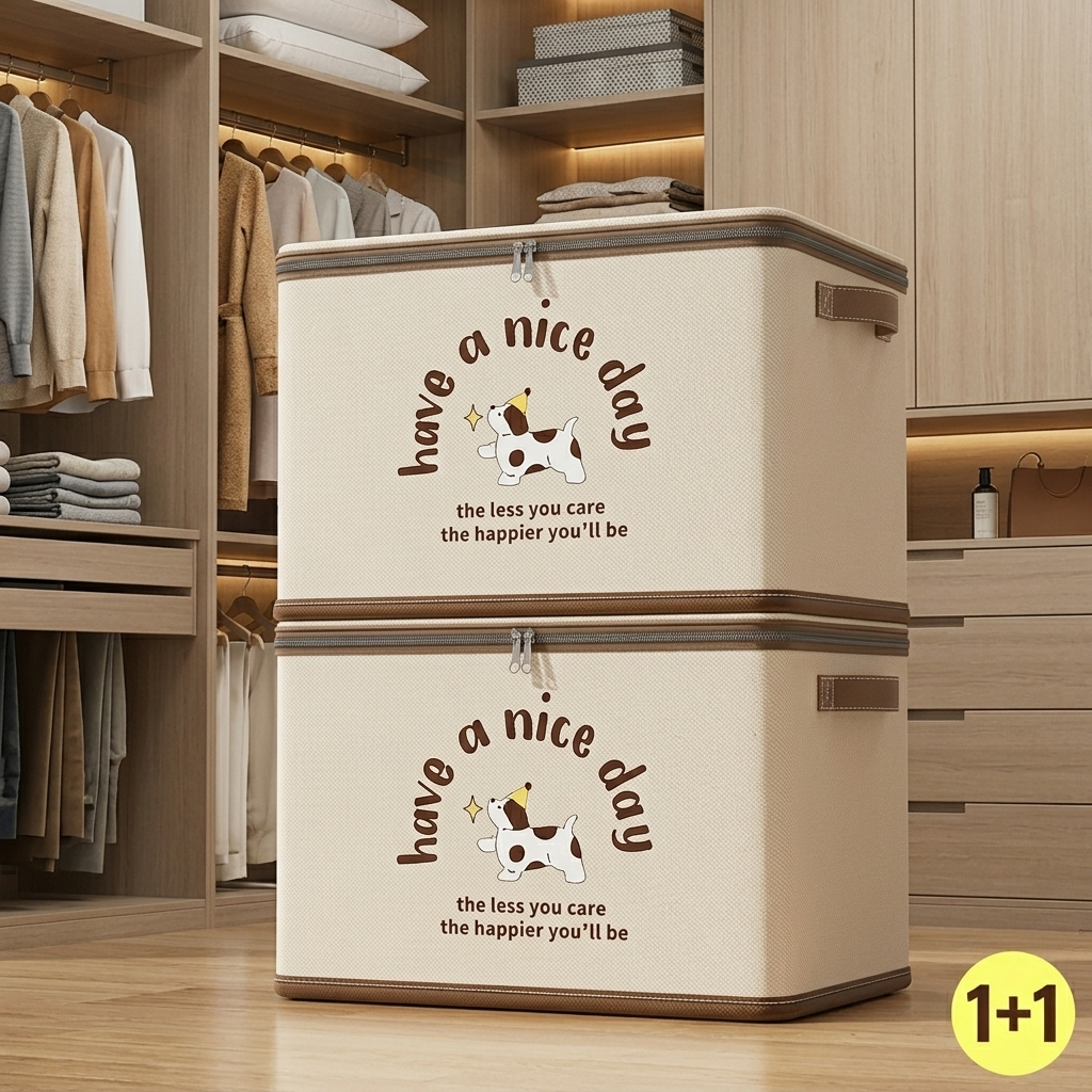 차이첸 패브릭 대용량 이불 수납함 리빙박스 다용도 지퍼 정리함 세트, 카키, 2개 38,270원