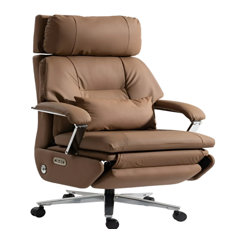 루미네오 풀옵션 전동 리클라이너 임원 중역 사무용 의자, 베이지 그레이 에코가죽 전동마사지 651,300원