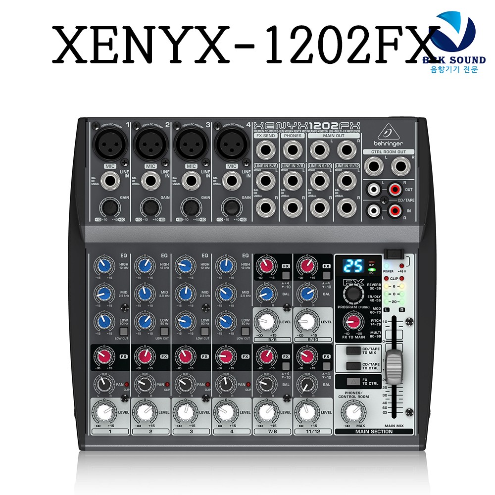 베링거 XENYX1202FX 아날로그믹서 오디오인터페이스 홈레코딩 기타 보컬 마이크 녹음 노트북연결 260,000원