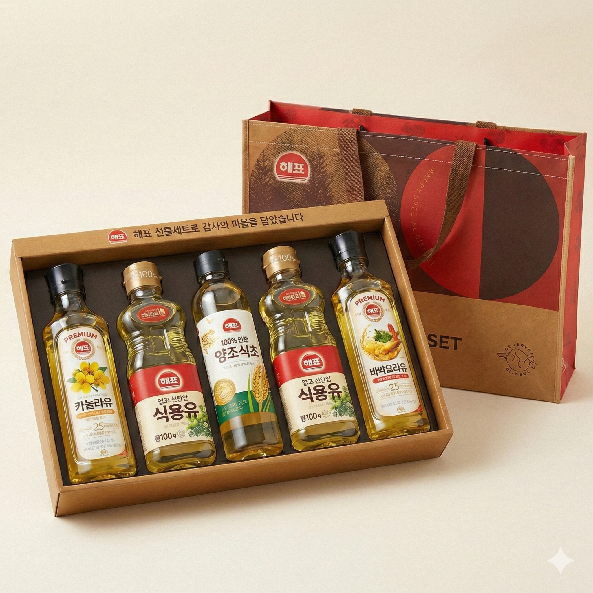 사조 해표 종합 S호 식용유 선물세트 쇼핑백 동봉 명절 부모님 지인 단체선물 추천, 5세트 103,000원