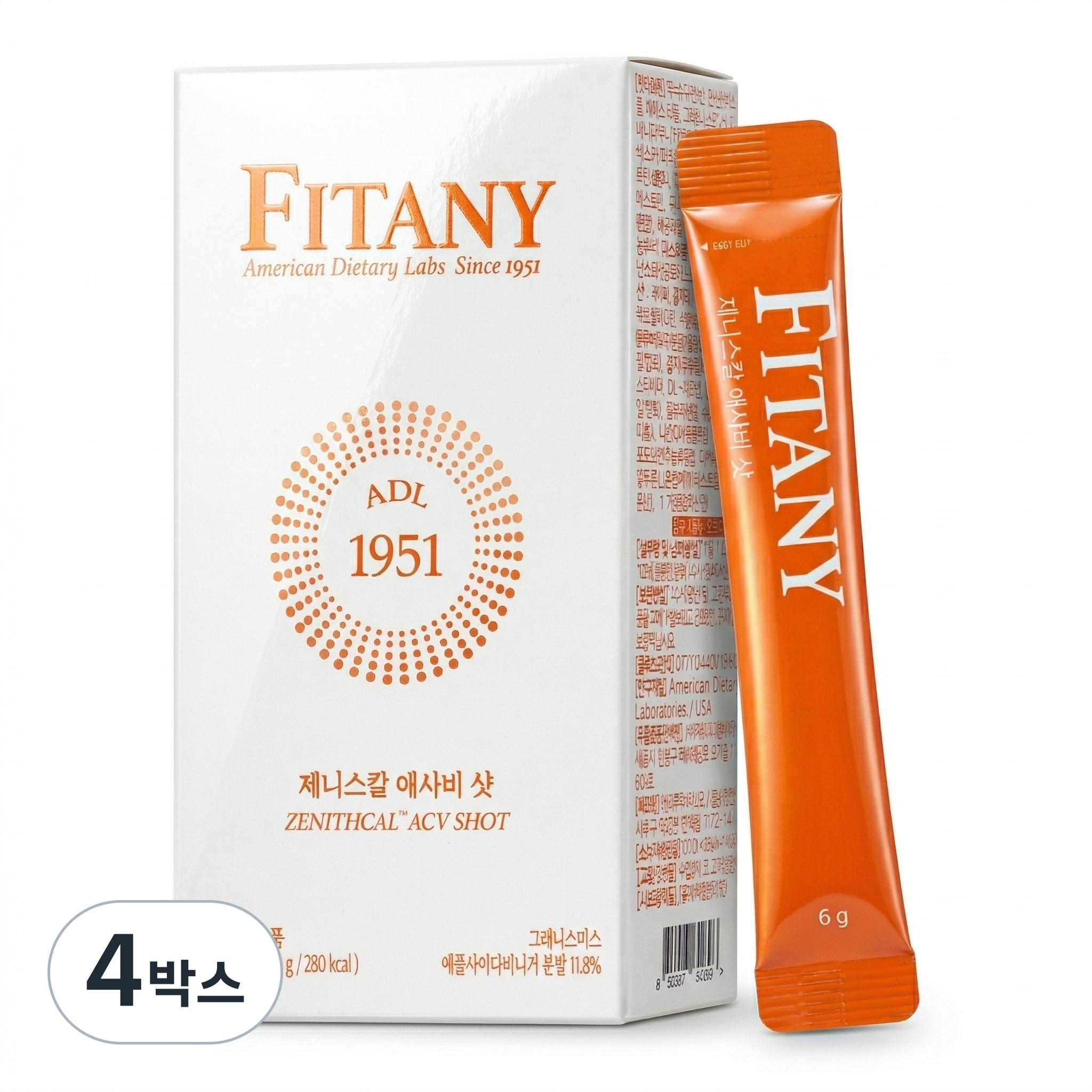 [FITANY] 피타니 제니스칼 애사비 샷 그래니스미스 애플사이다비니거, 84g, 4박스 119,000원