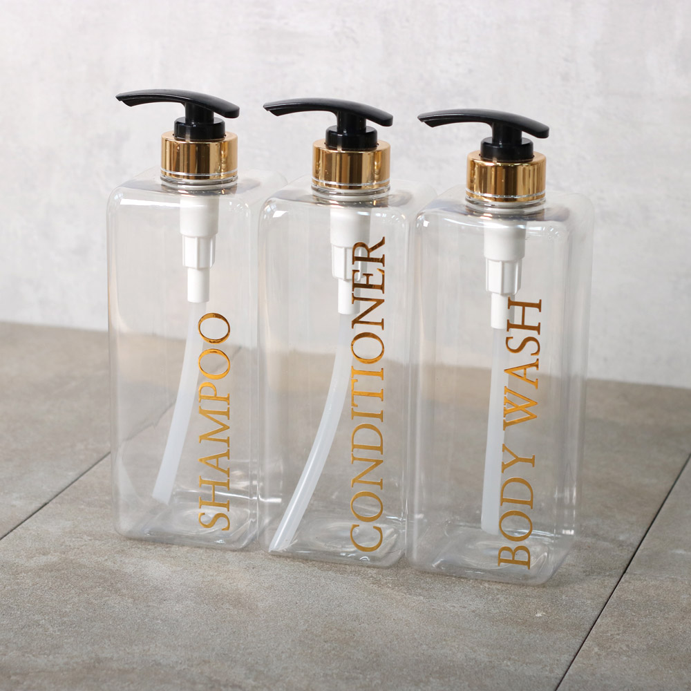 로맨틱노벰버 사각투명 골드 욕실디스펜서 0.8L - 샴푸,컨디셔너,바디워시 3종 공병세트 14,700원