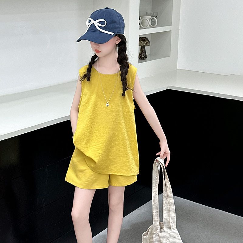 해피유통여아 여름 루즈핏 민소매 반바지 세트 간편한 두피스14세 이상 XG03, 현재가 26,210원