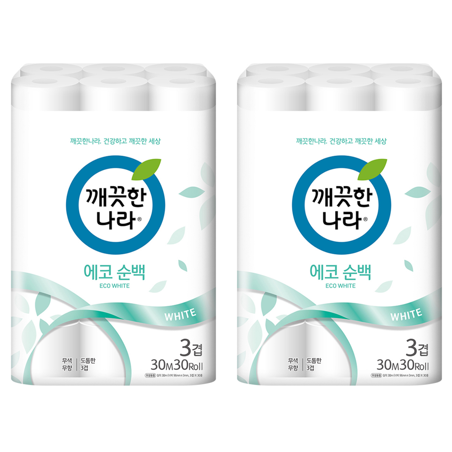 깨끗한나라 데코 에코순백 3겹 롤화장지, 30m, 30개입, 2개 26,800원