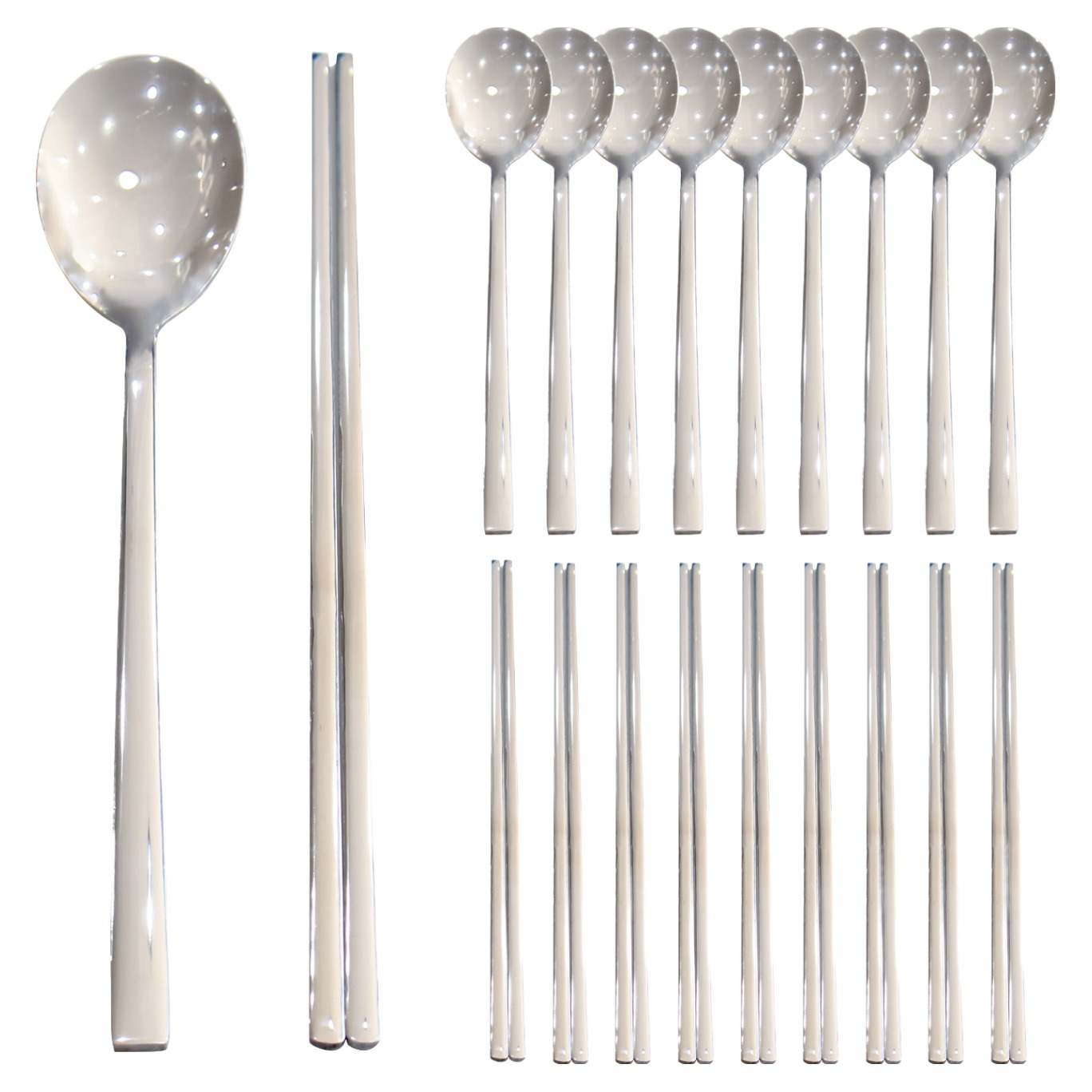 모두쿡 스텐 식당용 업소용 수저 10벌 세트, 단일색상, 숟가락 10p + 젓가락 10p, 1개 11,700원