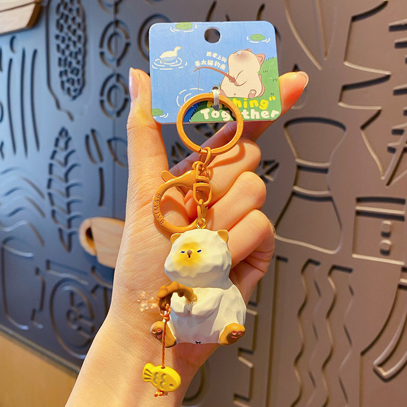 뚱냥이 낚시 키홀더 귀여운 고양이 가방고리 자동차 열쇠고리 6,900원