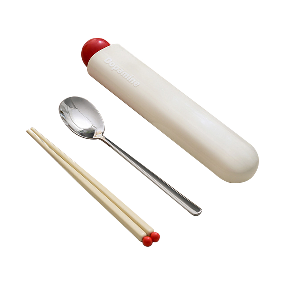 귀월미 도파민 휴대용 수저세트, 크림색, 1개, 숟가락 + 젓가락 + 수납 케이스 17,630원