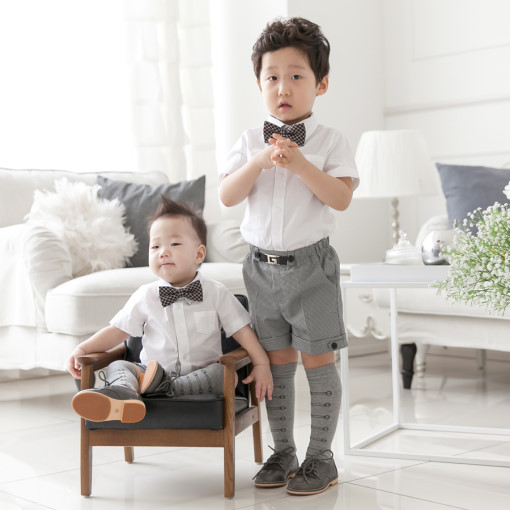 미쏘아 배색 화이트셔츠 버클 고방체크 반바지세트 38,800원