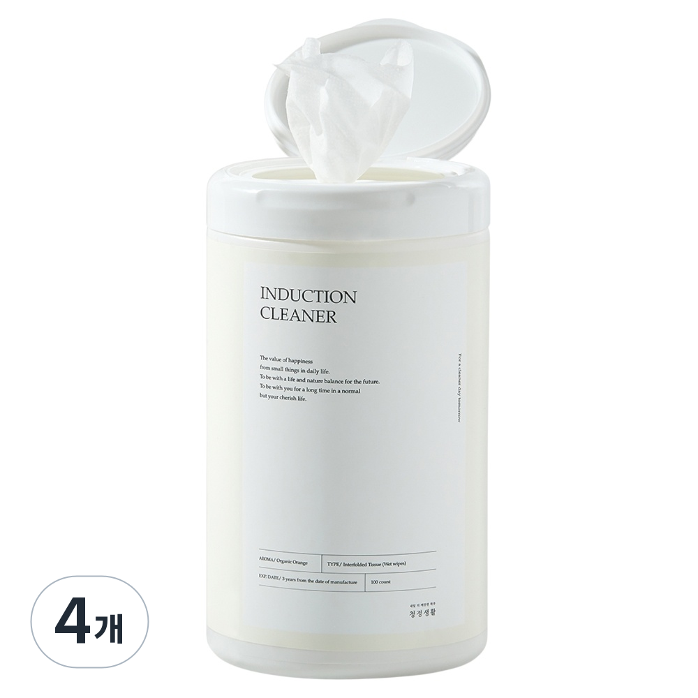 청정생활 인덕션 클리너 세정제 청소 티슈 150매입, 4개 31,900원