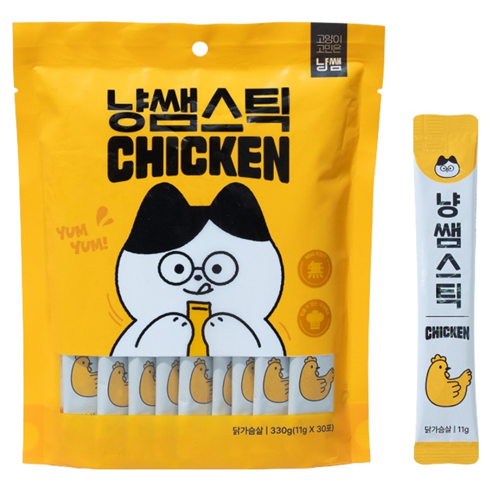 냥쌤 스틱 고양이 짜먹는 간식 30p, 330g, 1개, 닭가슴살 9,580원