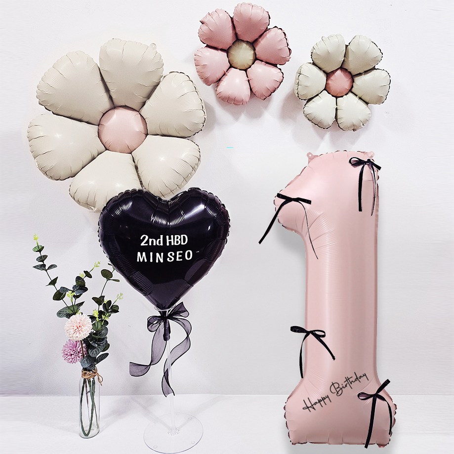 올리브파티 발레코어 리본 데이지 레터링 풍선 생일 파티용품 세트 12,800원