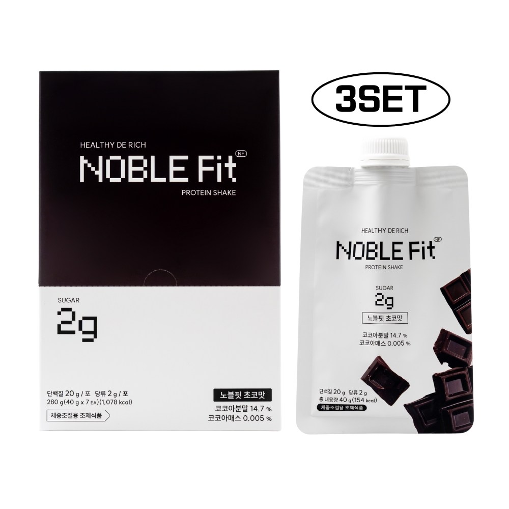[당일출고] 노블핏 단백질쉐이크 초코맛 다이어트쉐이크 체중조절용조제식품, 40g, 21개 62,230원