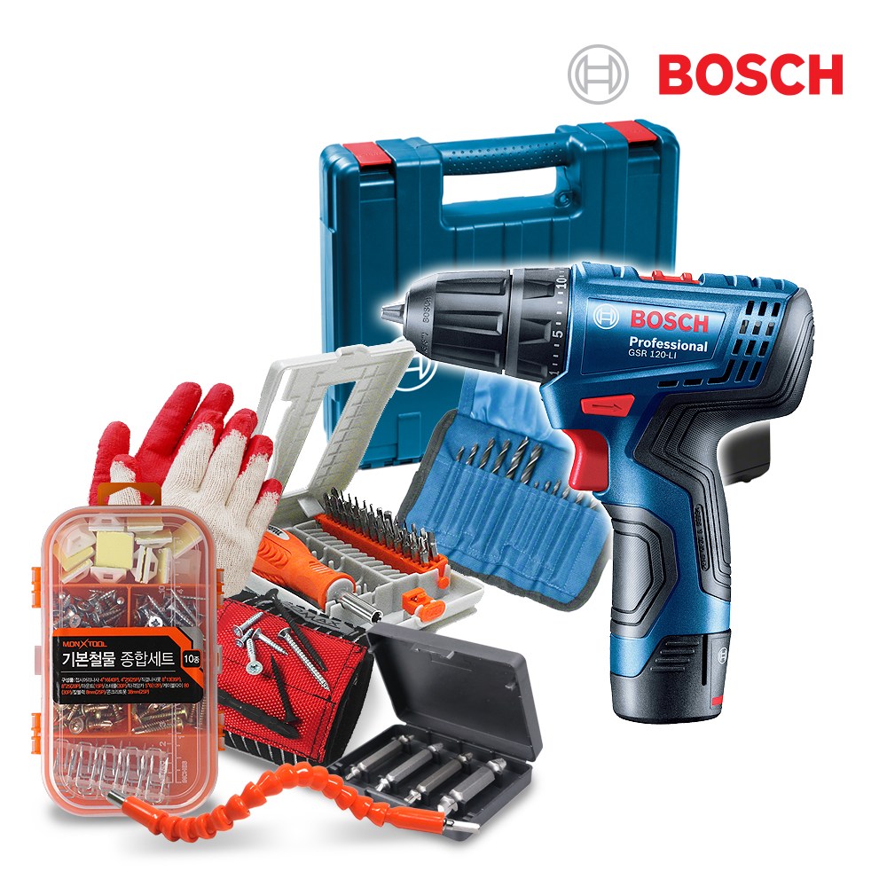 보쉬 충전 해머 전동드릴 GSB120-LI(1B)12P+1,소재6종 152,100원