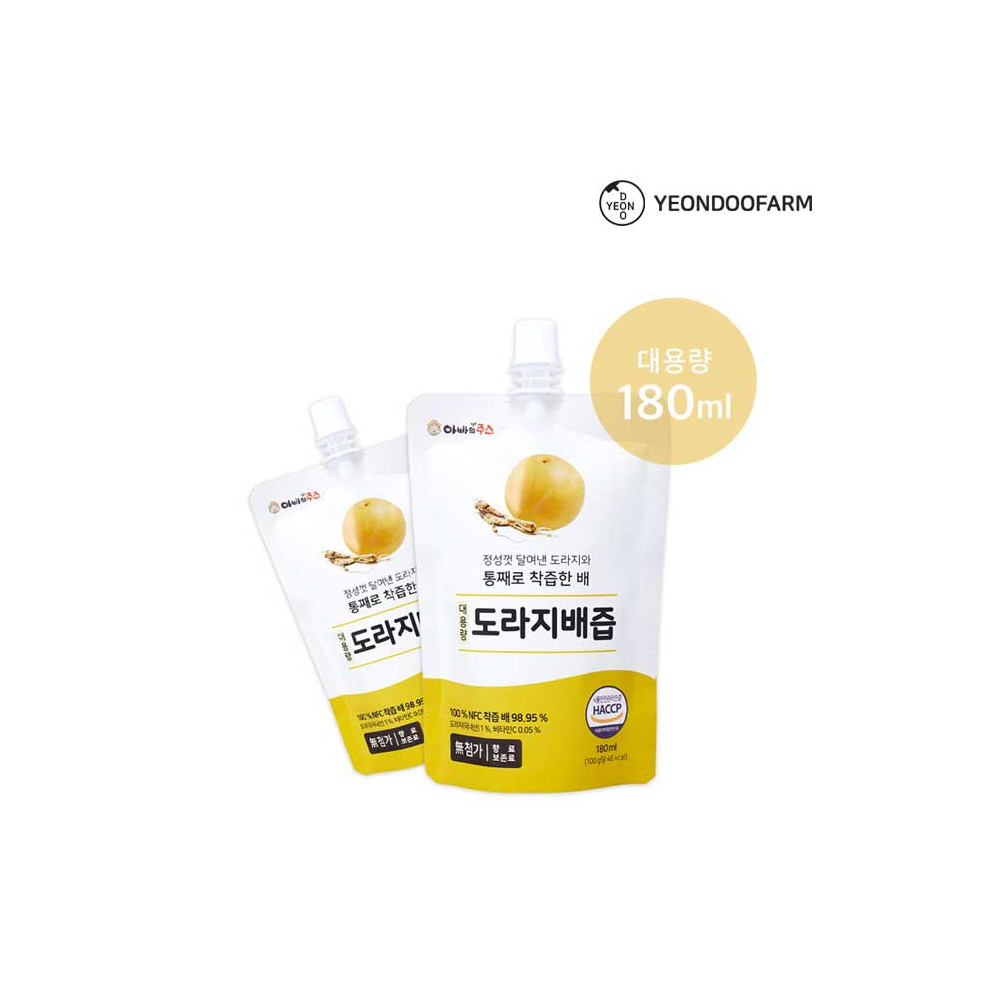 [연두팜] BIG 아빠의주스 도라지배즙 180ml 낱개, 현재가 840원