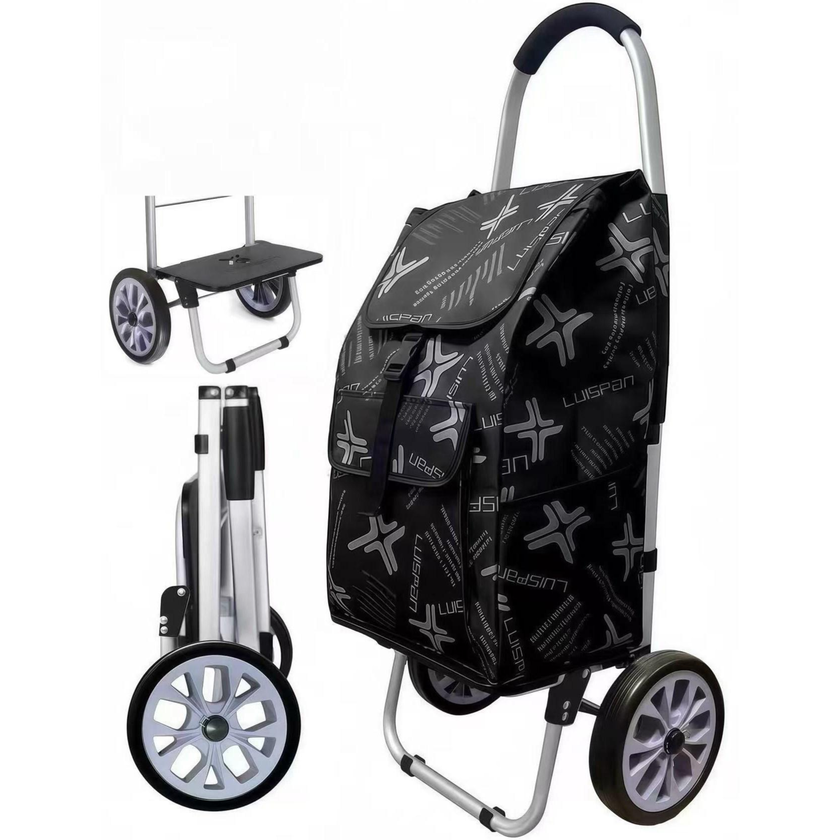 래빗마미 다목적 3단 접이식 장바구니 쇼핑카트, 블랙, 1개 60,090원