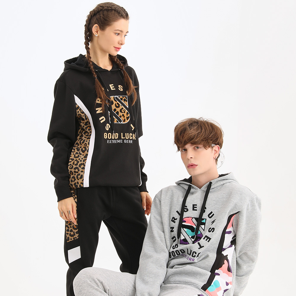 무니크영 FH3002 - 남녀공용 빅사이즈 베이직 배색 프린트 뽀글이 자수 오버핏 후드티 44,700원