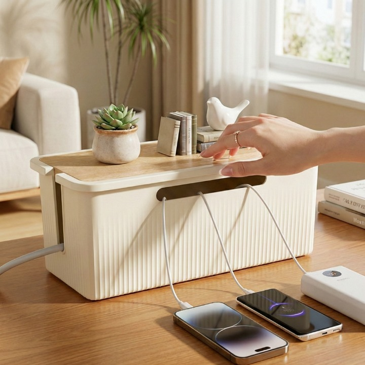 아우리온 선정리끝 인테리어연출 통풍구조 멀티탭 정리보관함, 화이트, 1개 12,400원