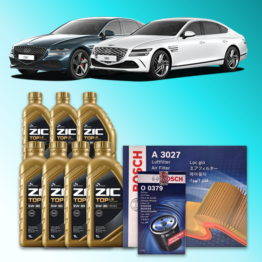더 올 뉴 G80 (RG3) 2.5터보 가솔린 엔진오일세트 SK 지크 탑 LS 5W30 (ZIC TOP LS) 123,900원