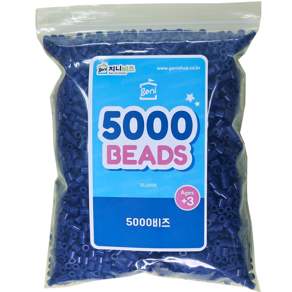 지니비즈 싱글컬러 리필팩 5mm 비즈 5000개 1팩, 다크블루, 1개 10,000원