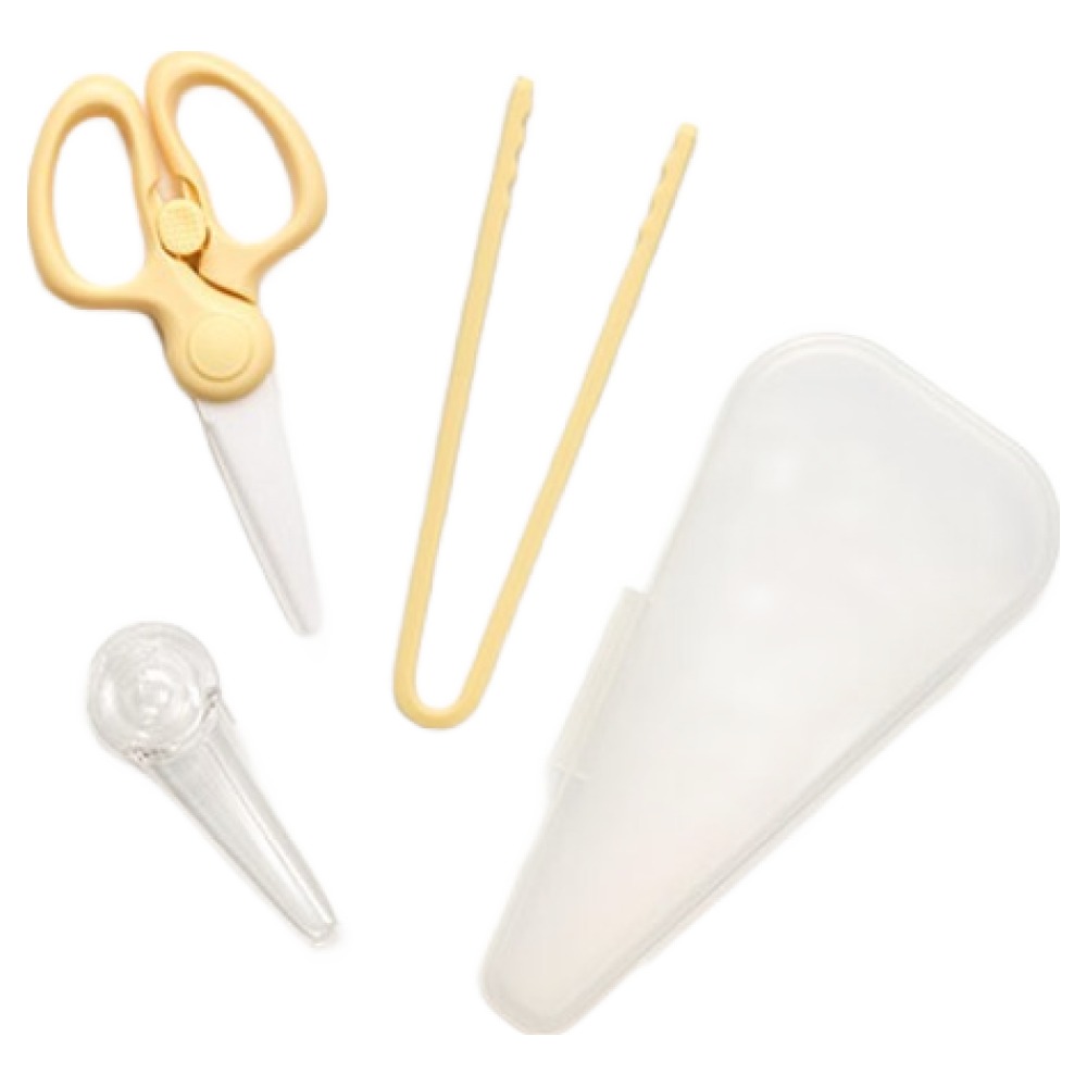 퍼기 이유식 세라믹 조리도구 세트, 버터옐로우, 1세트, 가위 + 집게 + 케이스, 현재가 18,900원