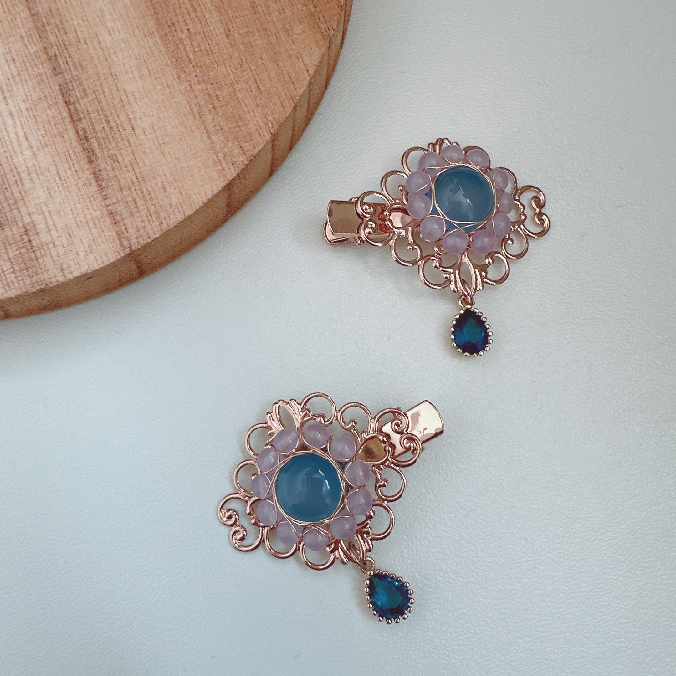 나연한복소품공방 여아 바다 공주님  한복 뒤꽂이 옆꽂이 좌우 한 쌍의 헤어핀 집게핀2p 31,900원