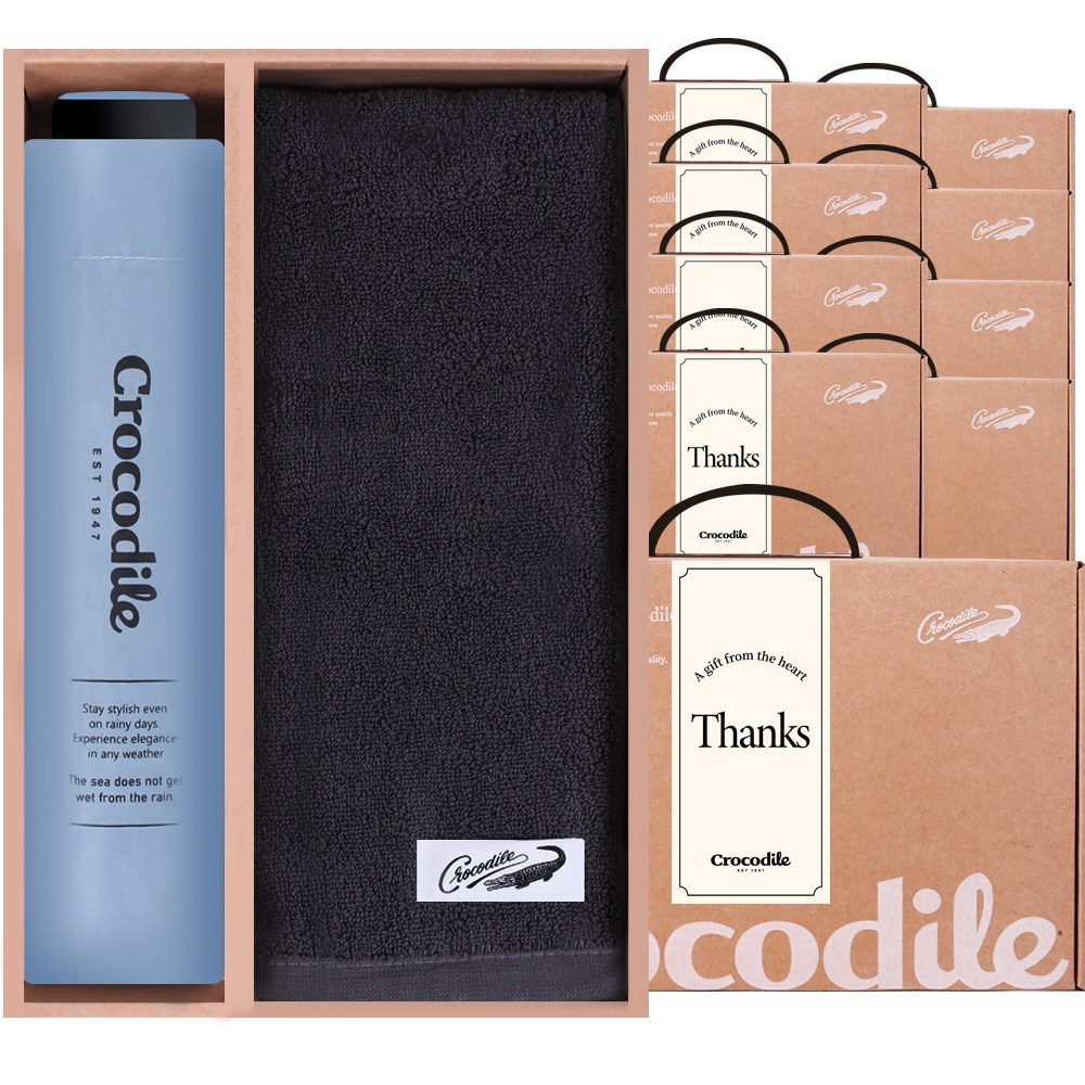 크로커다일 수동 3단 우산+30수 오코텍스 타올 선물 세트 169,900원
