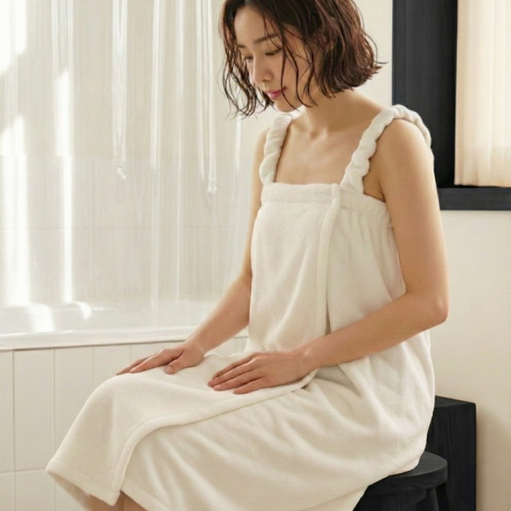 디어이브 여성 샤워가운 부드러운 벨크로형 목욕 가운, 화이트, 1개 14,400원